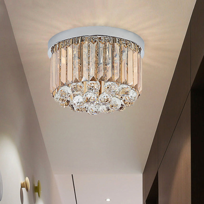 Contemporary Chrome Flush Mount Ceiling Light with Rectangular-Cut Design, Available in 2/4/6 Lights and 3 Sizes