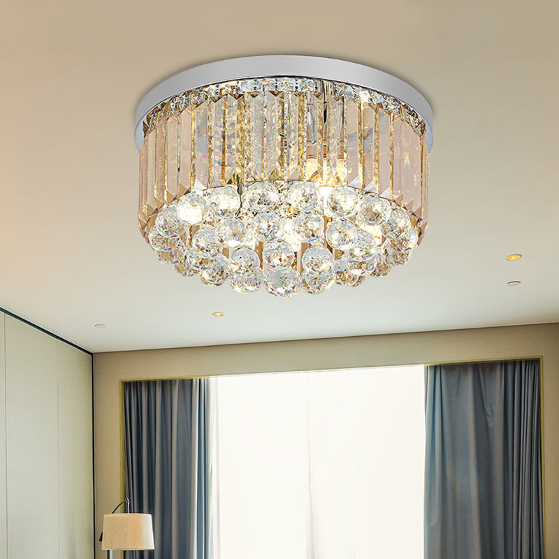 Contemporary Chrome Flush Mount Ceiling Light with Rectangular-Cut Design, Available in 2/4/6 Lights and 3 Sizes