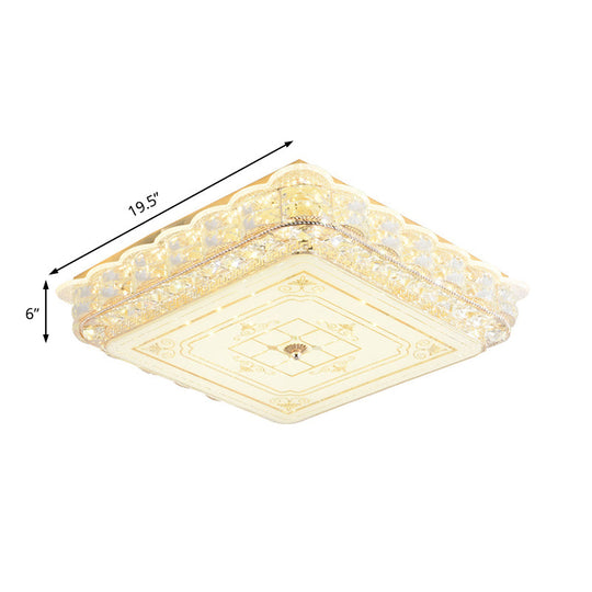 Crystal Shade Led Ceiling Light With Contemporary Gold Finish