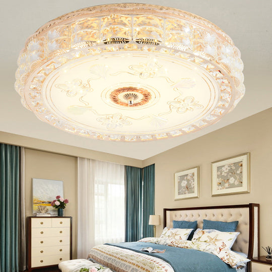 Crystal Shade LED Ceiling Light with Contemporary Gold Finish