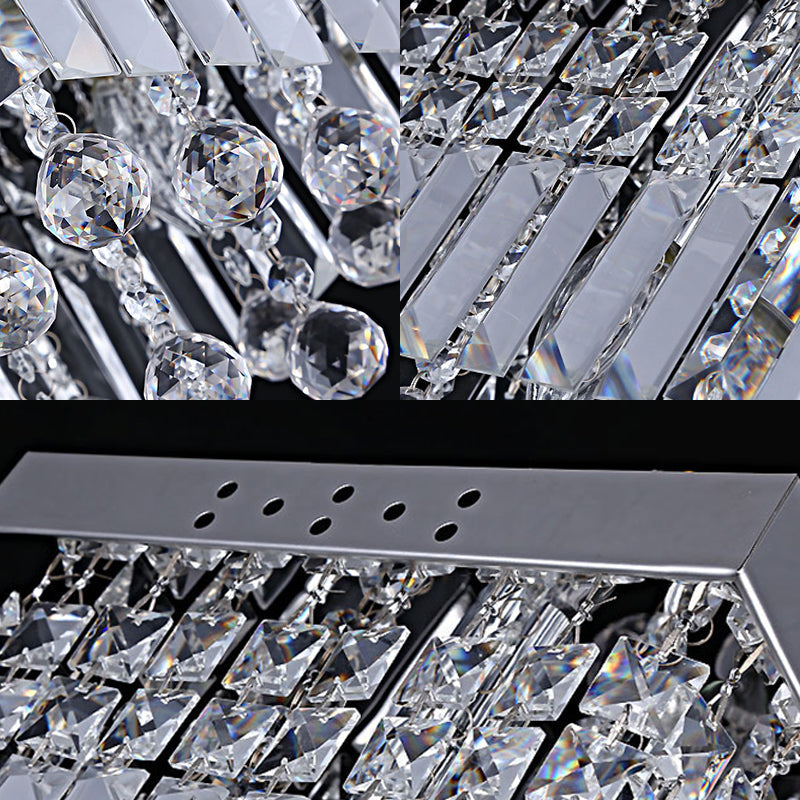 Modern Crystal Ceiling Mount Light Fixture with Chrome Finish - 2 Lights, Bedroom Flush Mount