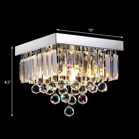 Stylish Crystal Shade Chrome Ceiling Flush Mount Light with 4 Lights for Living Room