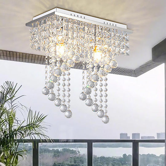 Modern Crystal Chrome Flush Mount Spiral Ceiling Light for Balcony - 8"/15" Wide