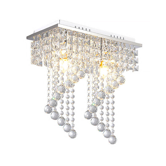 Modern Crystal Chrome Flush Mount Spiral Ceiling Light for Balcony - 8"/15" Wide