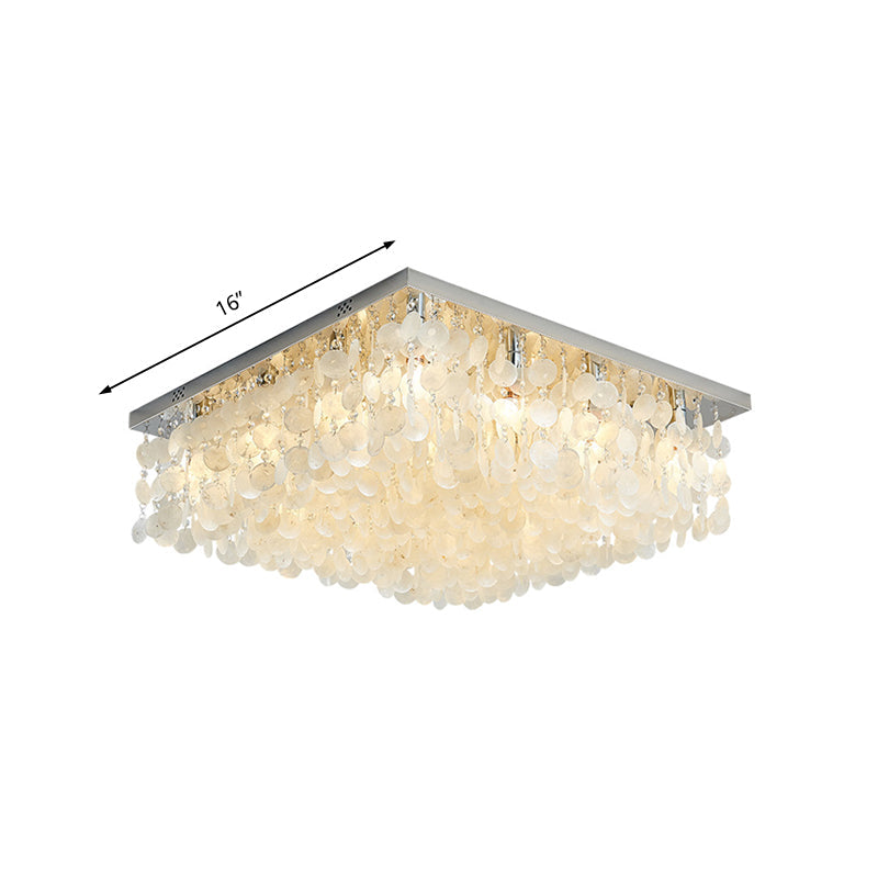 Modern Crystal LED Chrome Ceiling Light for Bedroom - Square Flush Mount - 16"/19.5"/23.5" Wide
