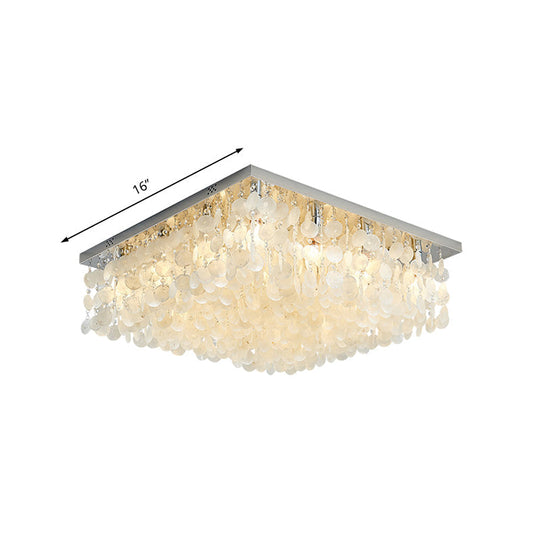 Modern Crystal LED Chrome Ceiling Light for Bedroom - Square Flush Mount - 16"/19.5"/23.5" Wide