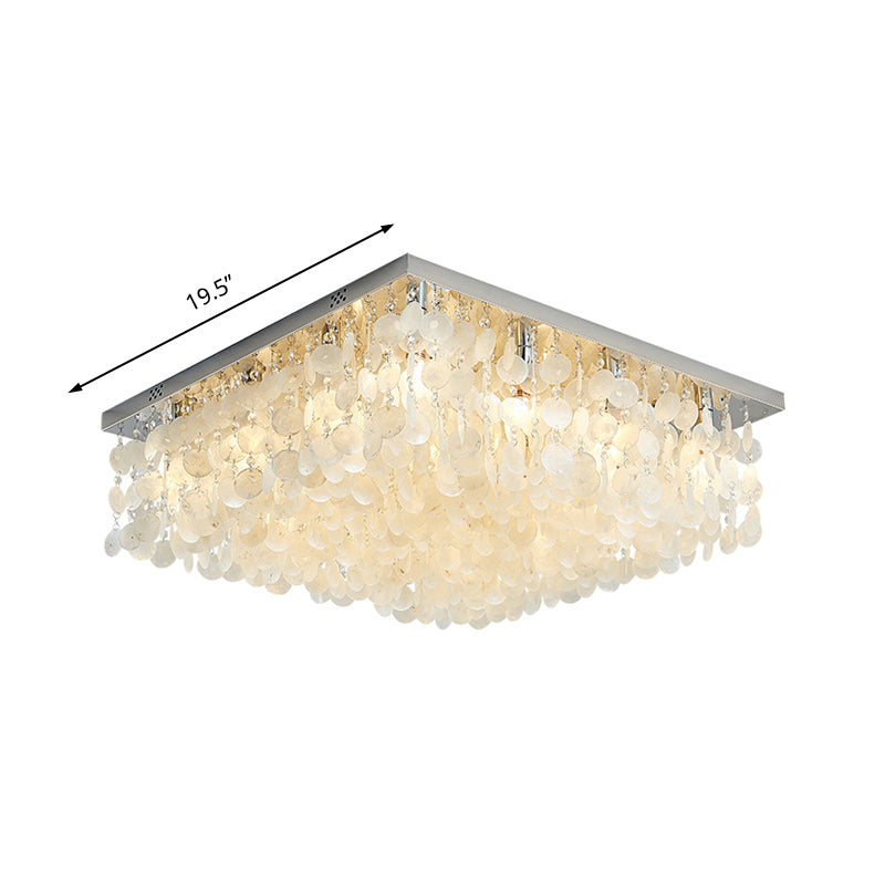 Modern Crystal LED Chrome Ceiling Light for Bedroom - Square Flush Mount - 16"/19.5"/23.5" Wide