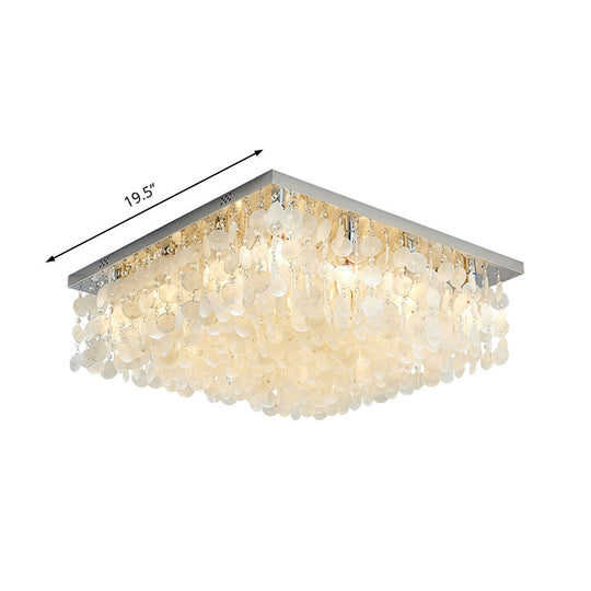 Modern Crystal Led Chrome Ceiling Light For Bedroom - Square Flush Mount 16/19.5/23.5 Wide