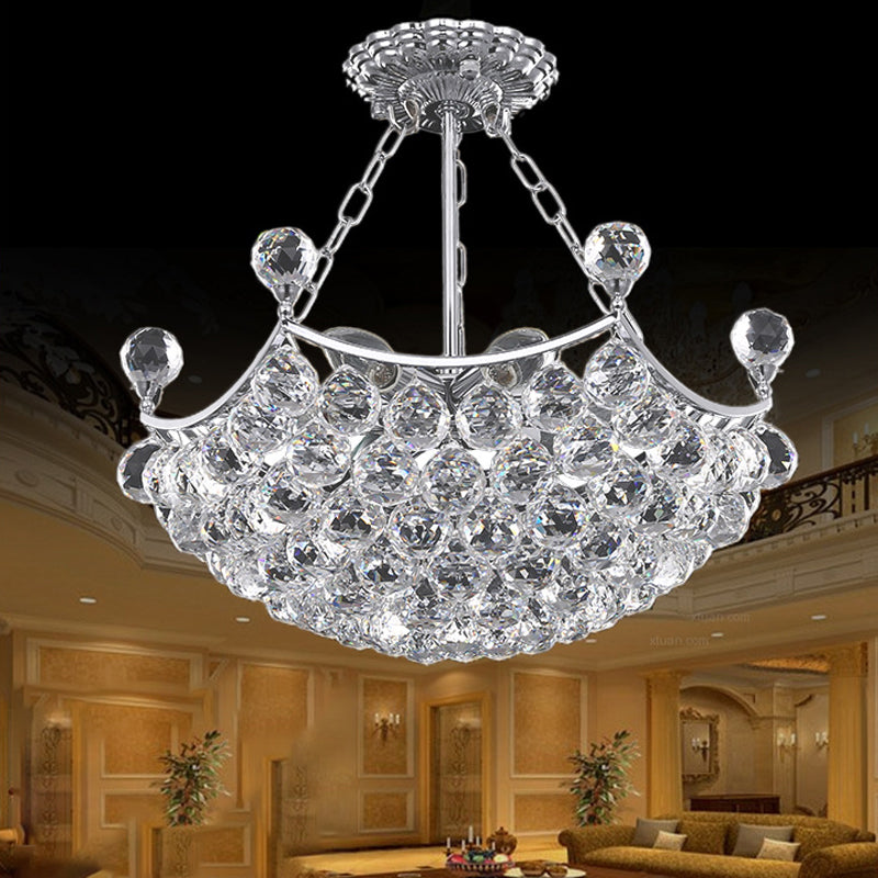 Contemporary Chrome Dome Chandelier with 12 Light Crystal Ball – Ideal for Dining Room