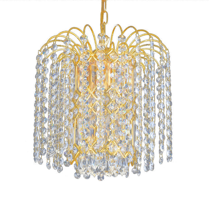 Modern Crystal Chandelier: Rain Hanging Light Fixture with 3 Lights, Gold Finish - Ideal for Lobby or Bar