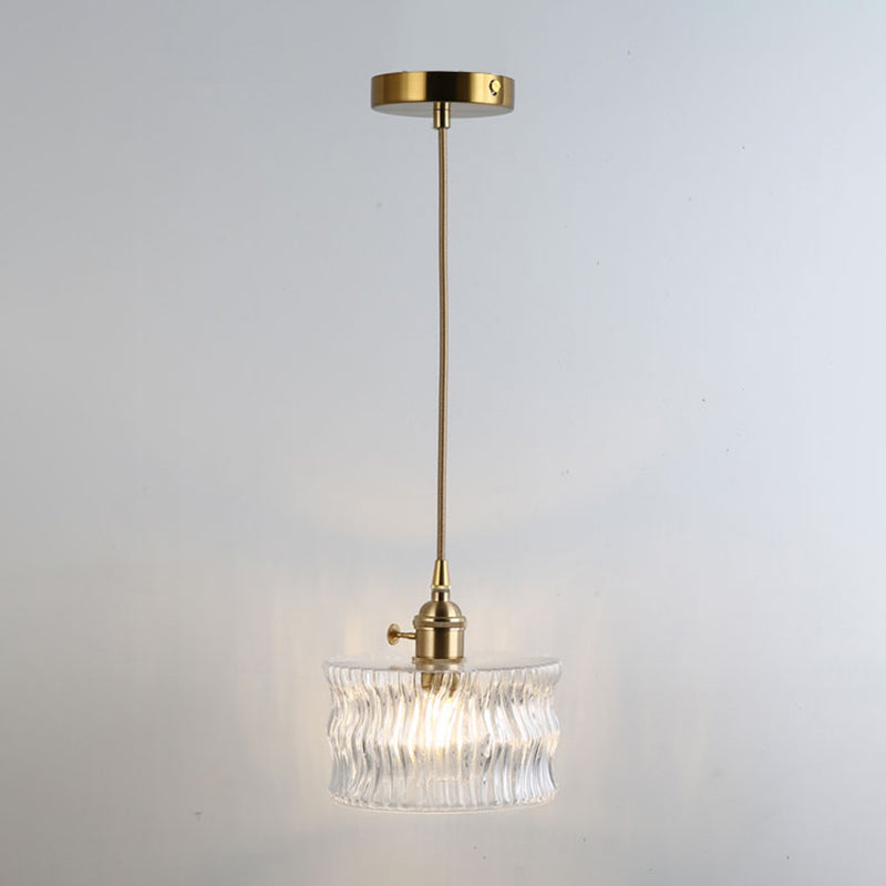 Retro Style Glass Pendant Ceiling Light - Gold Shaded Suspension Lighting for Restaurants