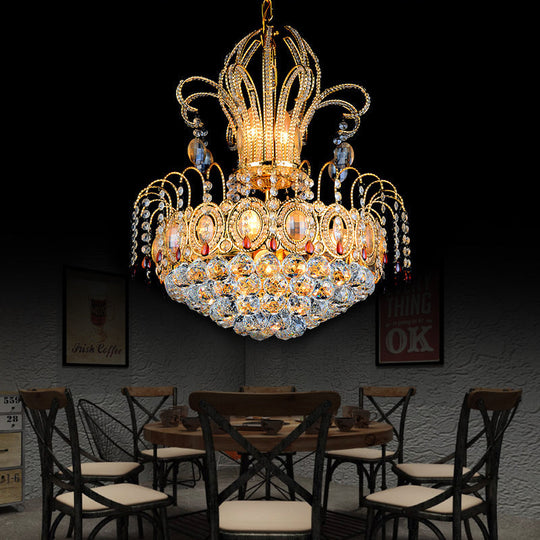Contemporary Gold Crystal Ball Chandelier Light with Multi Lights for Dining Room, 16"/19.5" Wide
