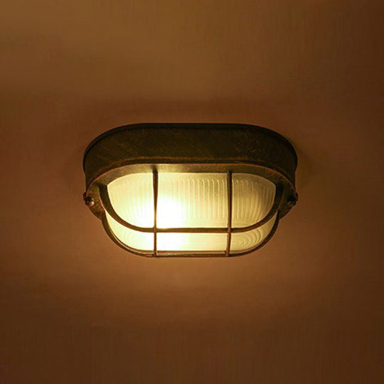 Black Metallic Geometric Flush Mount Ceiling Light Fixture for Corridors