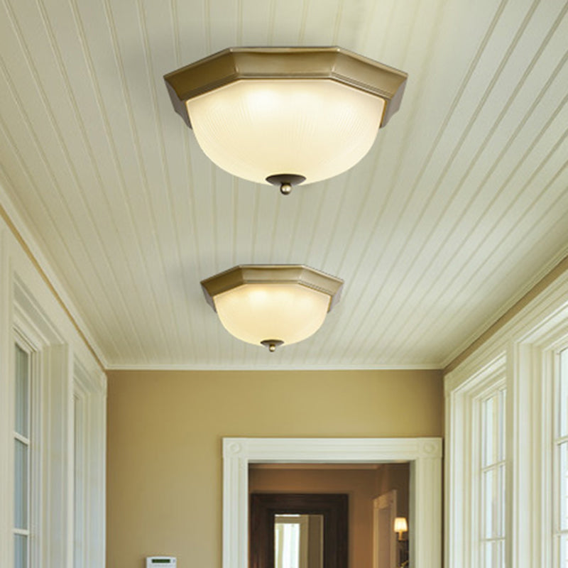 Plafonnier encastré en verre strié en or-noir - Lot de 3 ampoules Montage encastré traditionnel