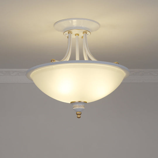 Traditional 3-Head Frosted Glass Chandelier Light For Dining Room Ceiling