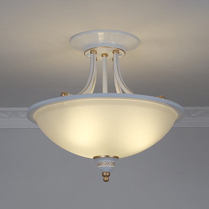 Traditional 3-Head Frosted Glass Chandelier Light For Dining Room Ceiling White