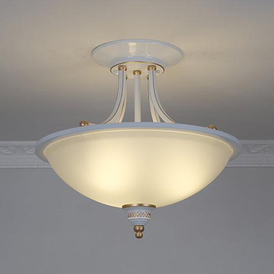 Traditional 3-Head Frosted Glass Chandelier Light For Dining Room Ceiling White
