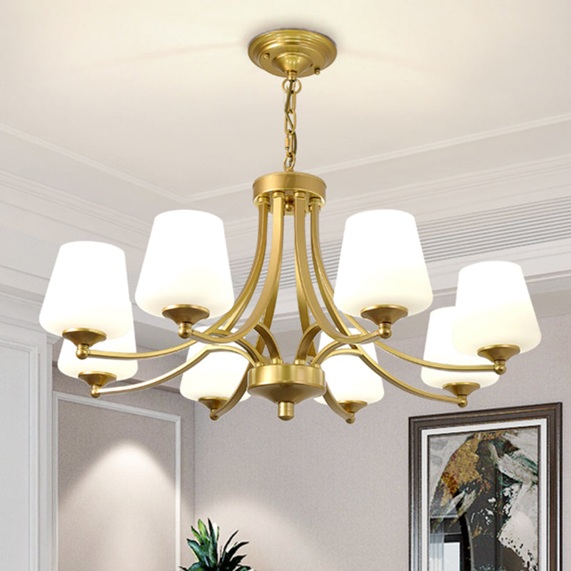 Classic Cream Glass Chandelier Pendant Light For Dining Rooms 8 / Gold