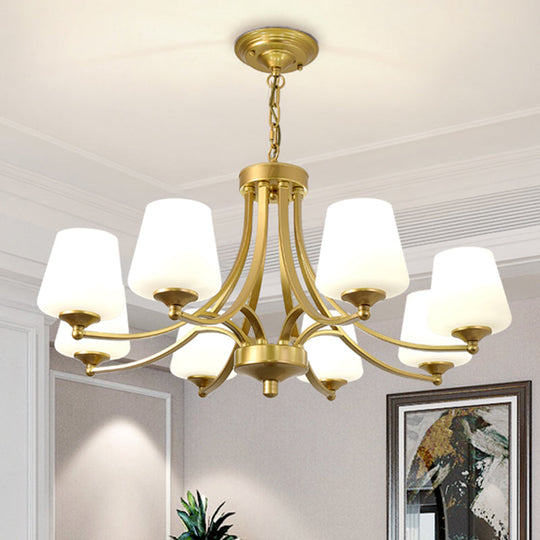 Classic Cream Glass Chandelier Pendant Light For Dining Rooms 8 / Gold