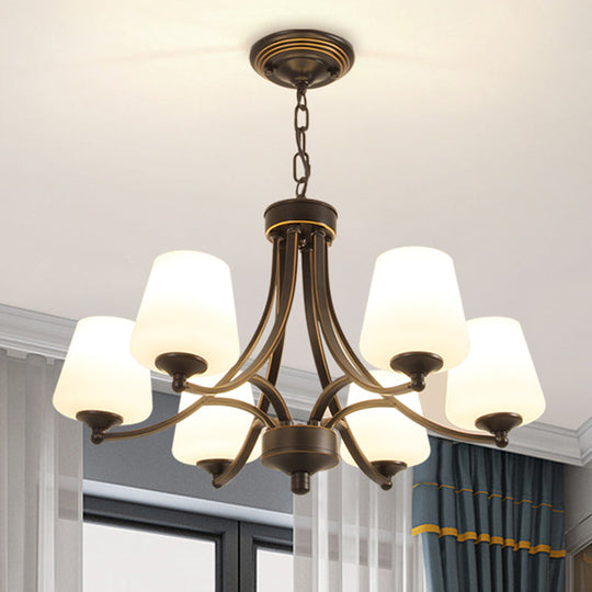 Classic Cream Glass Chandelier Pendant Light For Dining Rooms