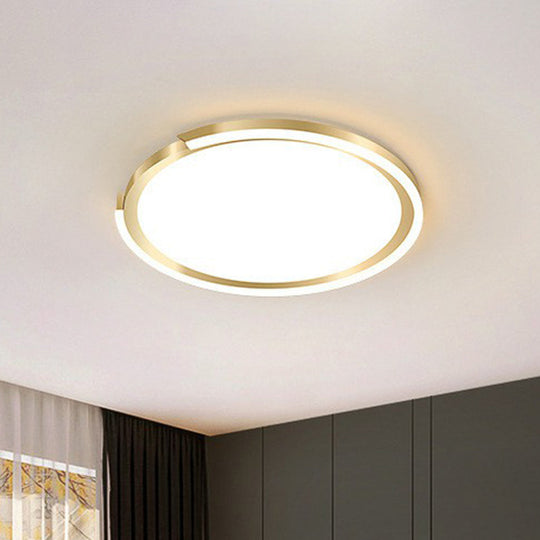 Plafonnier LED moderne en or - Design métallique simple, forme circulaire extra-mince