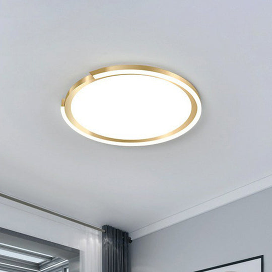 Plafonnier LED moderne en or - Design métallique simple, forme circulaire extra-mince