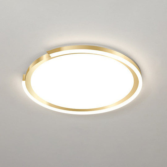 Plafonnier LED moderne en or - Design métallique simple, forme circulaire extra-mince