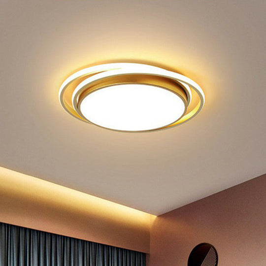 Minimalist Geometrical Flush Mount Led Lighting Fixture In Gold - Acrylic For Bedroom / Third Gear E