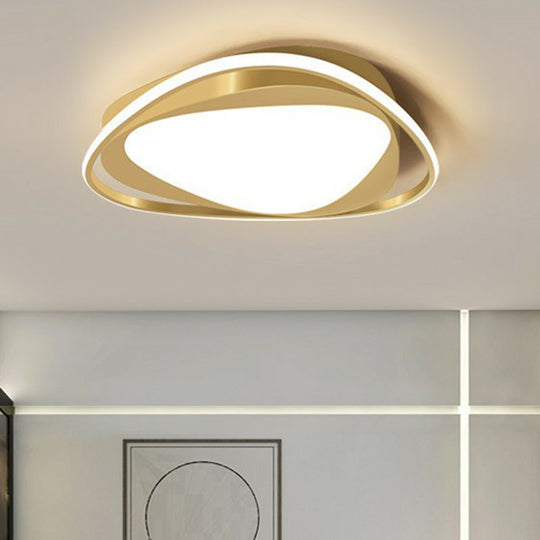 Minimalist Geometrical Flush Mount LED Lighting Fixture in Gold - Acrylic for Bedroom