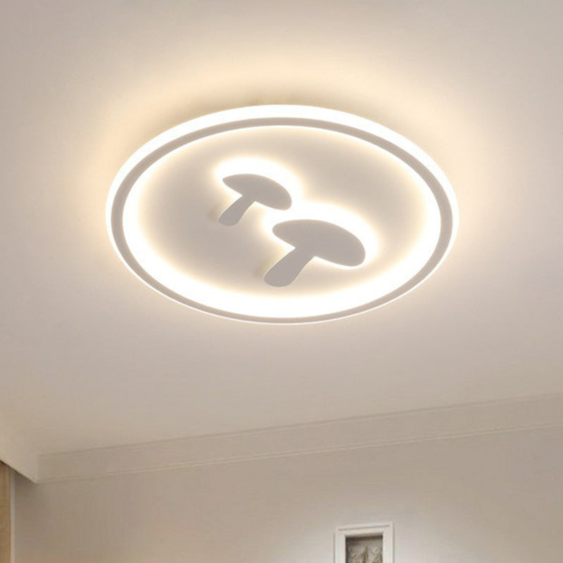 Cartoon Mushroom LED Ceiling Light with Halo Ring for Bedroom - Acrylic Flush Mount