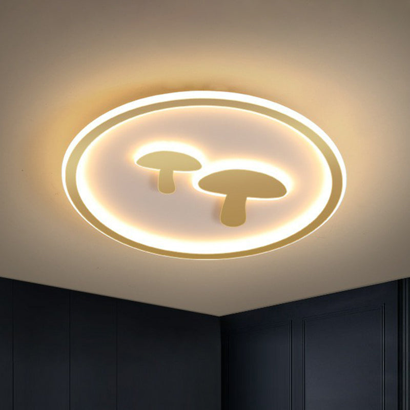 Cartoon Mushroom LED Ceiling Light with Halo Ring for Bedroom - Acrylic Flush Mount