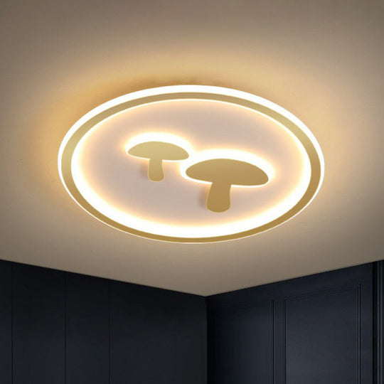 Cartoon Mushroom LED Ceiling Light with Halo Ring for Bedroom - Acrylic Flush Mount
