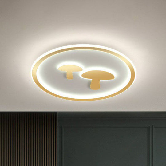 Cartoon Mushroom LED Ceiling Light with Halo Ring for Bedroom - Acrylic Flush Mount