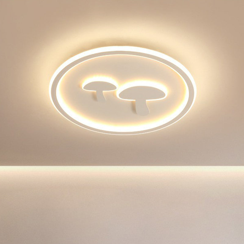 Cartoon Mushroom LED Ceiling Light with Halo Ring for Bedroom - Acrylic Flush Mount