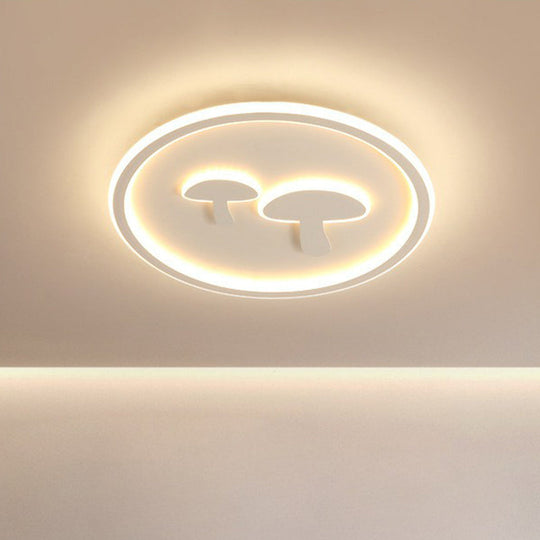 Cartoon Mushroom LED Ceiling Light with Halo Ring for Bedroom - Acrylic Flush Mount
