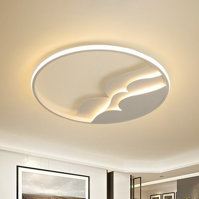 Plafonnier LED moderne en métal avec anneau halo pour chambre à coucher - Plafonnier blanc