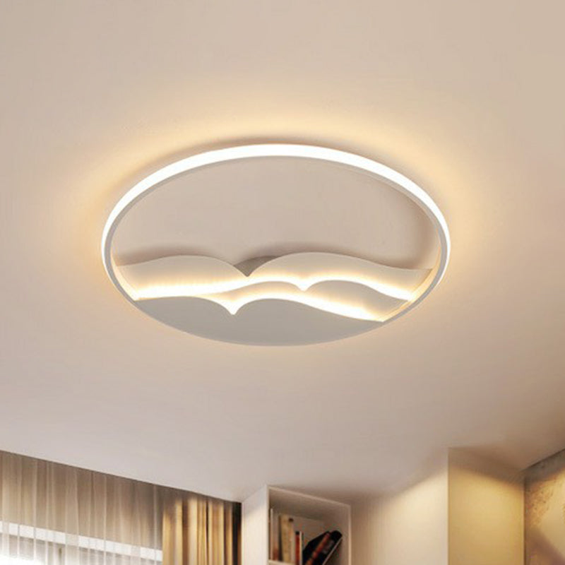 Plafonnier LED moderne en métal avec anneau halo pour chambre à coucher - Plafonnier blanc