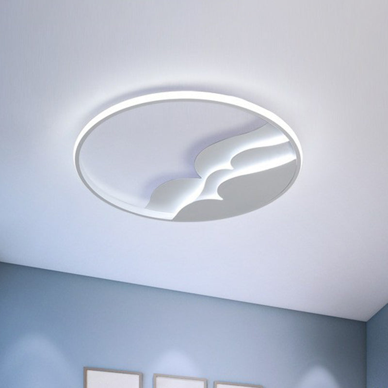 Plafonnier LED moderne en métal avec anneau halo pour chambre à coucher - Plafonnier blanc