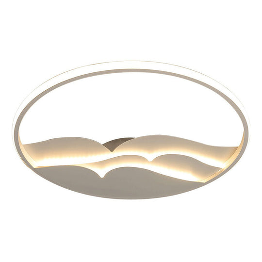 Plafonnier LED moderne en métal avec anneau halo pour chambre à coucher - Plafonnier blanc