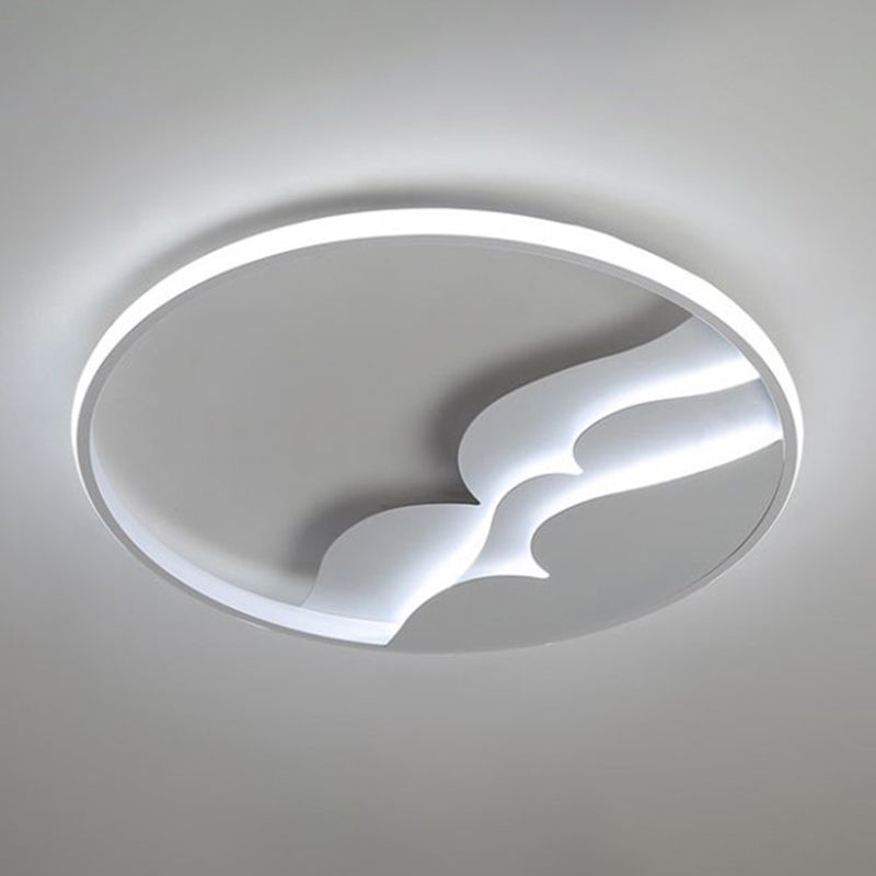 Plafonnier LED moderne en métal avec anneau halo pour chambre à coucher - Plafonnier blanc
