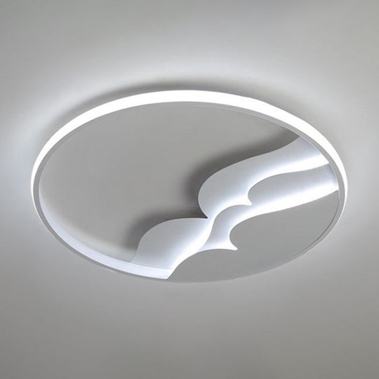 Plafonnier LED moderne en métal avec anneau halo pour chambre à coucher - Plafonnier blanc