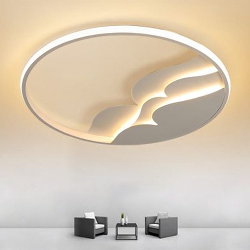 Modern Metal Led Flush Mount Ceiling Light With Halo Ring For Bedroom - White Flushmount