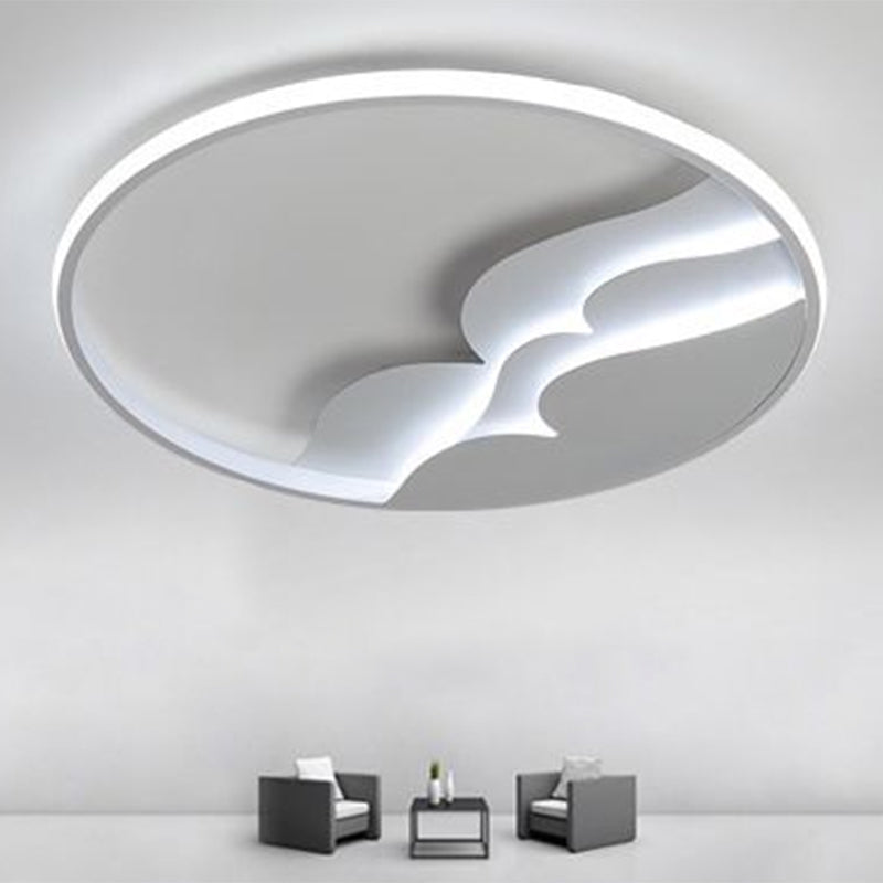 Plafonnier LED moderne en métal avec anneau halo pour chambre à coucher - Plafonnier blanc
