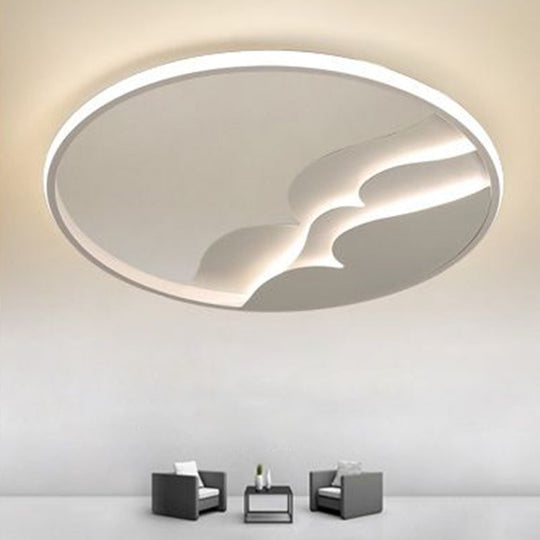 Modern Metal Led Flush Mount Ceiling Light With Halo Ring For Bedroom - White Flushmount