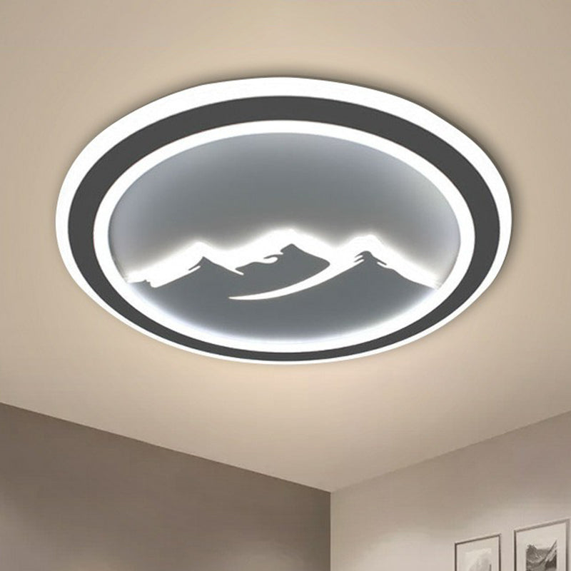 Plafonnier circulaire moderne : plafonnier LED métallique pour chambres blanches