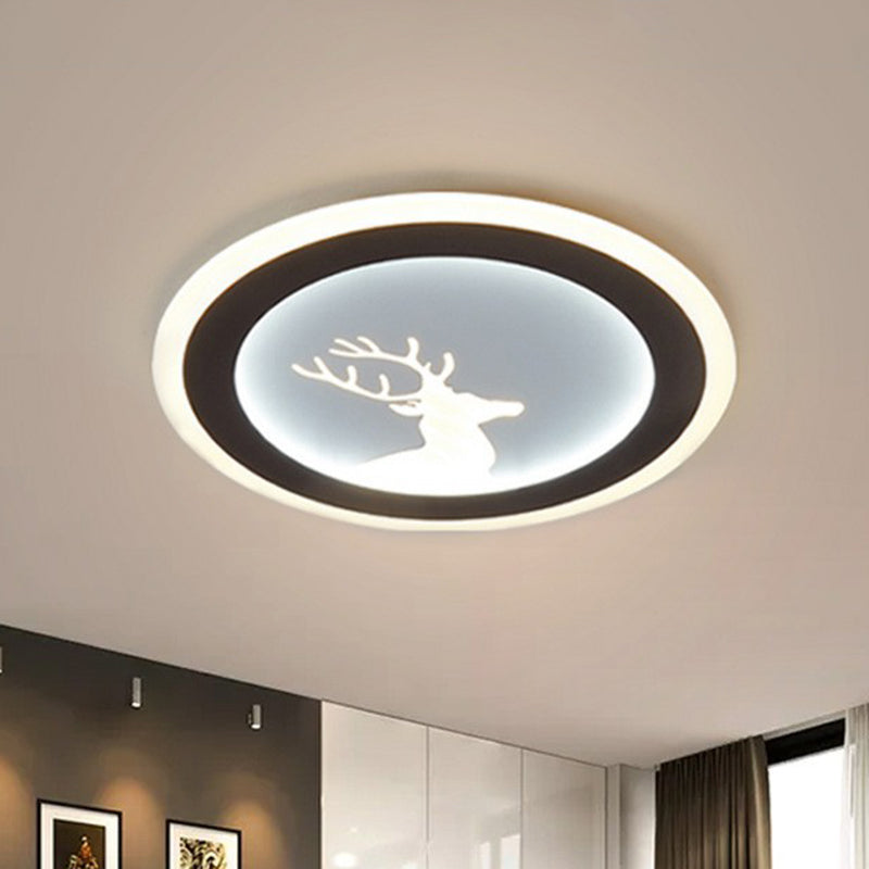 Plafonnier circulaire moderne : plafonnier LED métallique pour chambres blanches
