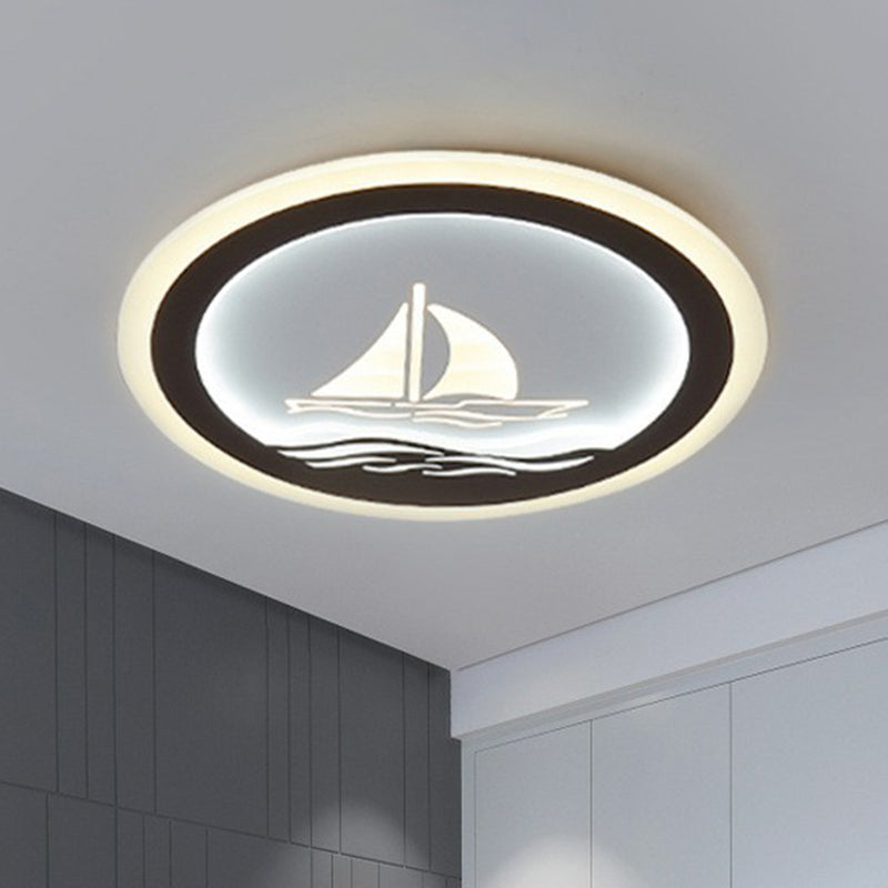 Plafonnier circulaire moderne : plafonnier LED métallique pour chambres blanches