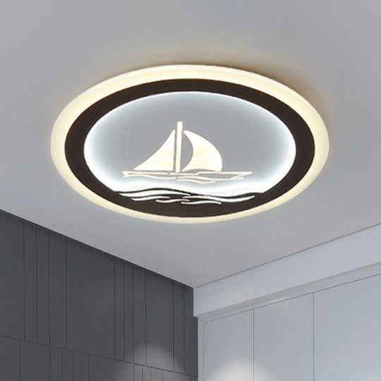 Plafonnier circulaire moderne : plafonnier LED métallique pour chambres blanches