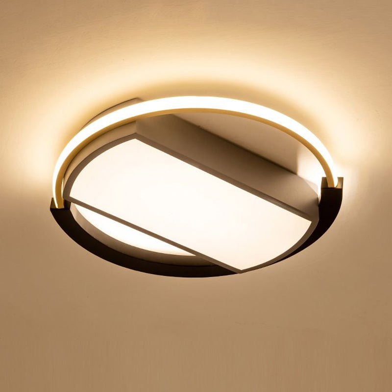 Sleek Geometric Acrylic Led Flush Mount Ceiling Light In Gold-Black