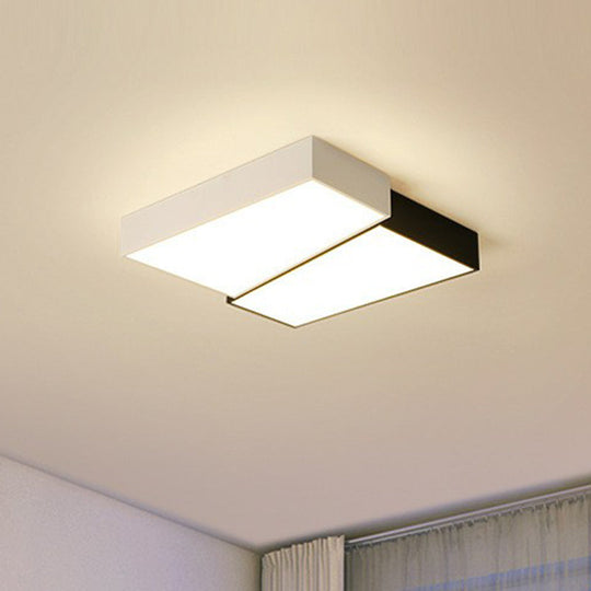 Plafonnier LED carré élégant à encastrer pour chambres modernes - Noir et blanc